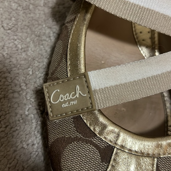 COACH gold ballerina flat ballet shoes with strap - Picture 10 of 14